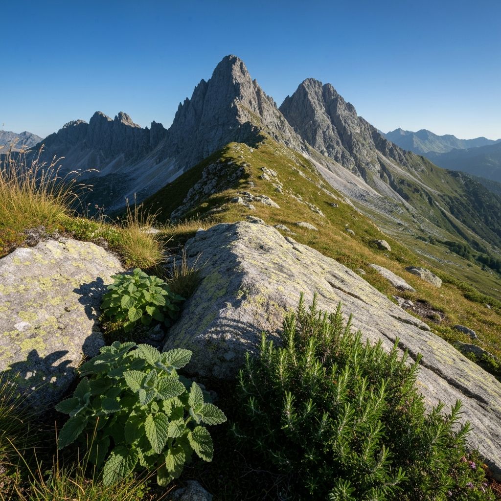 Alpine ridge with mountain herbs